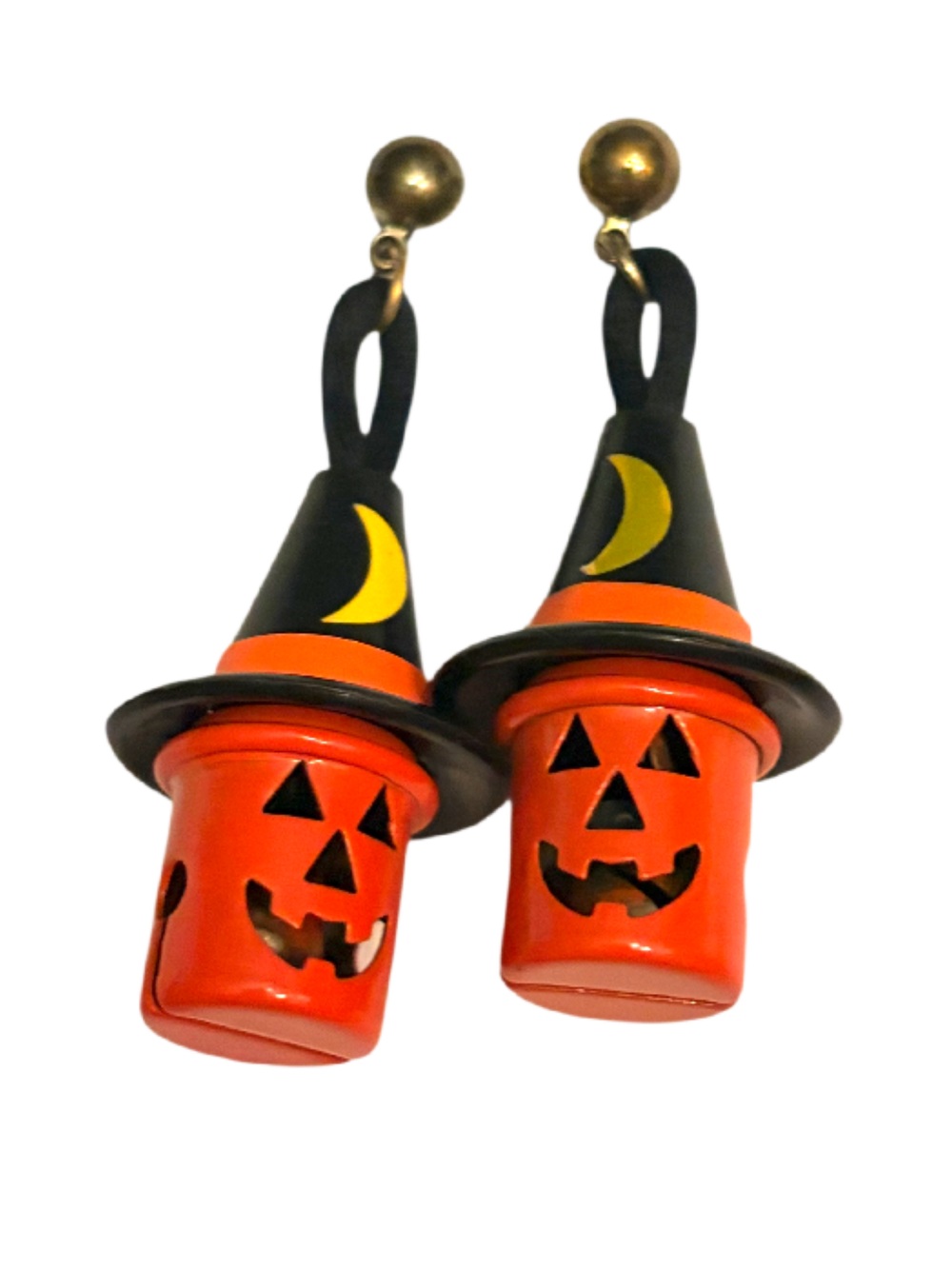 Vintage Halloween Jack o Lantern Earrings Dangle